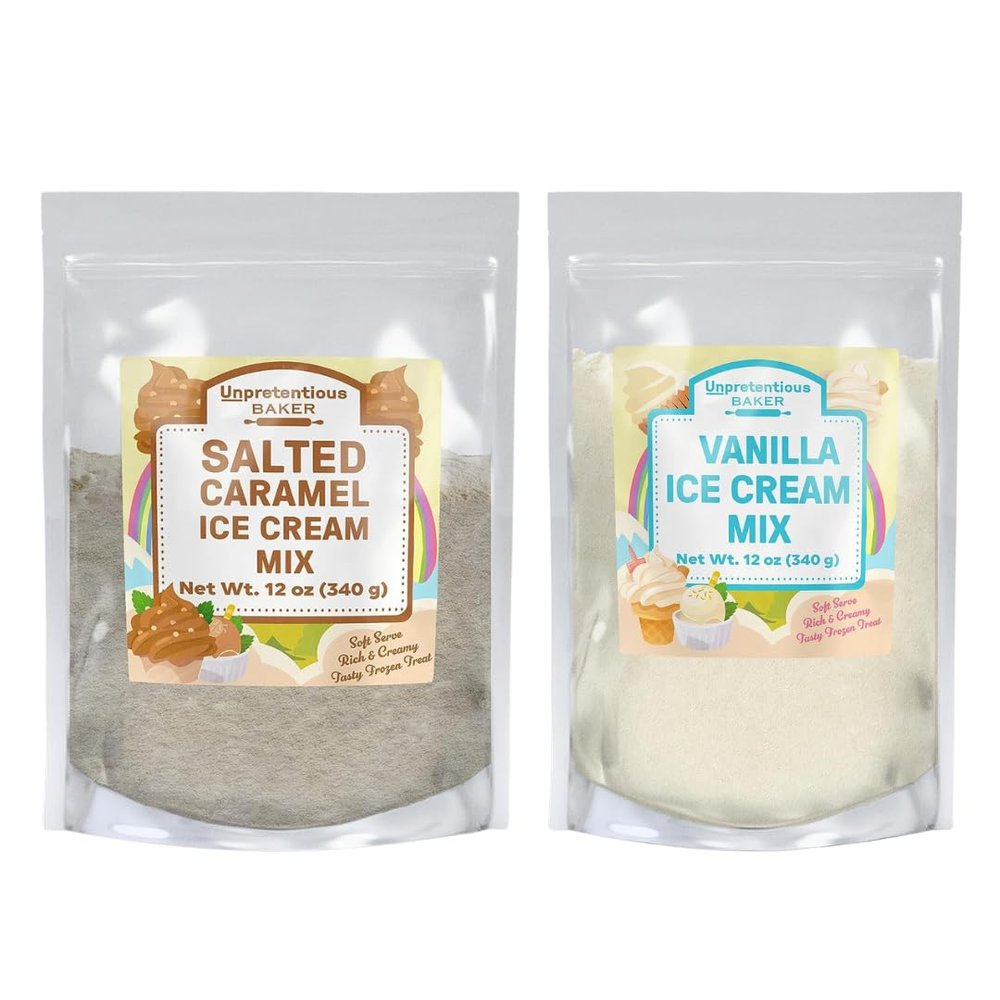 Unpretentious Vanilla & Salted Caramel Ice Cream Mix Bundle, 12 oz, Rich & Creamy, Homemade Ice Cream, Single Serving