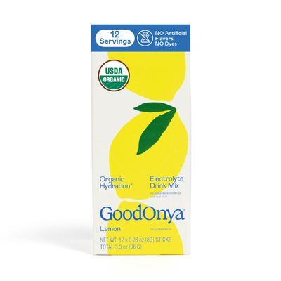 GOODONYA Organic Hydration Electrolyte Drink Mix, Certified Organic Hydration Powder, Non-GMO, Biochecked Glyphosate Free, Low Sugar, Lemonade Flavor, No Artificial Flavors,12 Stick Packs
