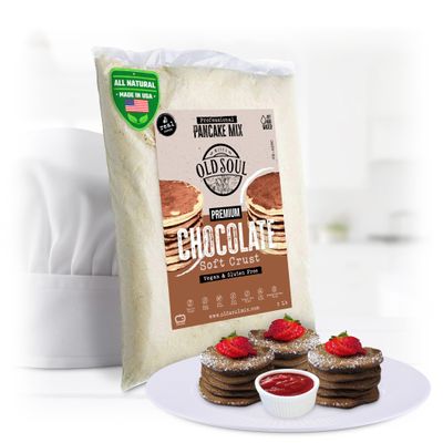 OldSoul Poffertjes Batter Mix | GLUTEN FREE & VEGAN | Dough Mix | Chocolate Flavor | 5 Lbs | 700 Mini Dutch Pancakes (5 Lbs, Gluten Free & Vegan)