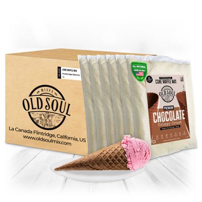 OLDSOUL Professional Cone Waffle Mix | GLUTEN FREE & VEGAN | 30 Lbs | Chocolate Flavor | Batter Mix | 672 Cone Waffles (30 Lbs, Gluten Free & Vegan)