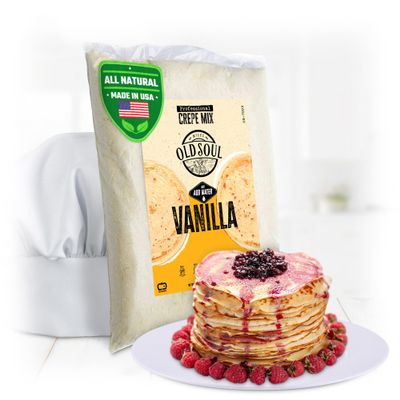 OldSoul Professional Crepe Mix | Vanilla Flavour | Dough Mix | 5 Lbs | 36 Crepes (5 Lbs, Traditional)