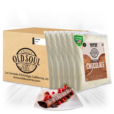OldSoul Professional Crepe Mix | Chocolate Flavour | Dough Mix | 30 Lbs | 216 Crepes (30 Lbs, Traditional)