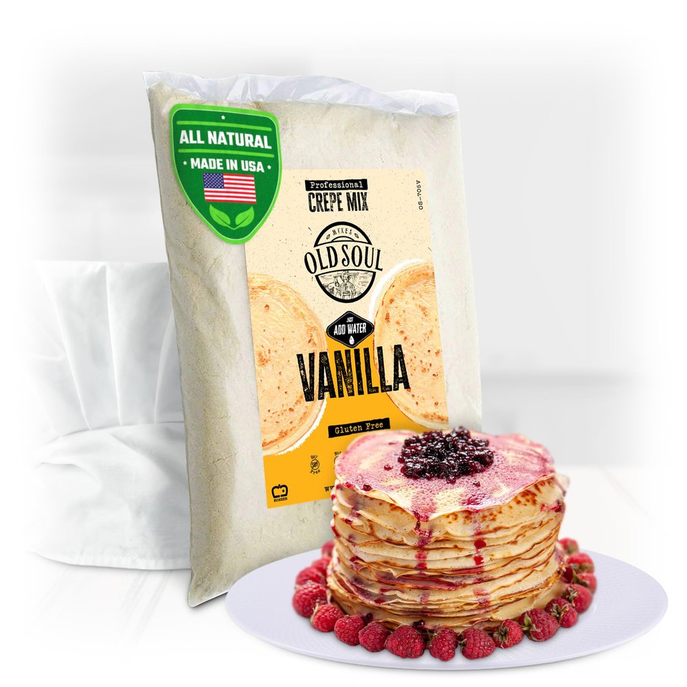 OldSoul Professional Crepe Mix | Vanilla Flavour | Dough Mix | 5 Lbs | 36 Crepes (5 Lbs, Gluten Free)