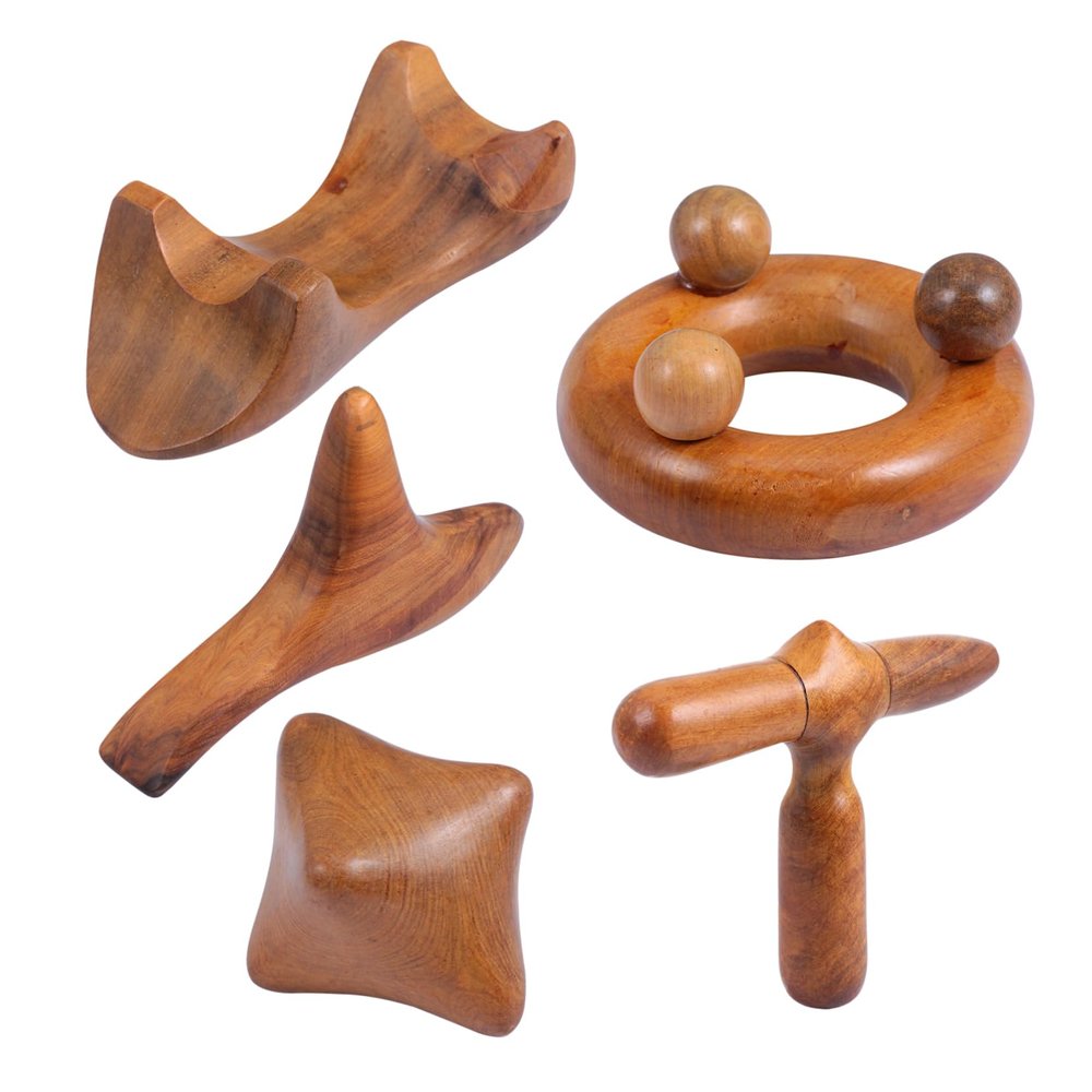 Healeved 5pcs Traditional Wooden Gua Massage Acupuncture Point Sandalwood Face Neck for and Travel Promotes Circulation Relieves