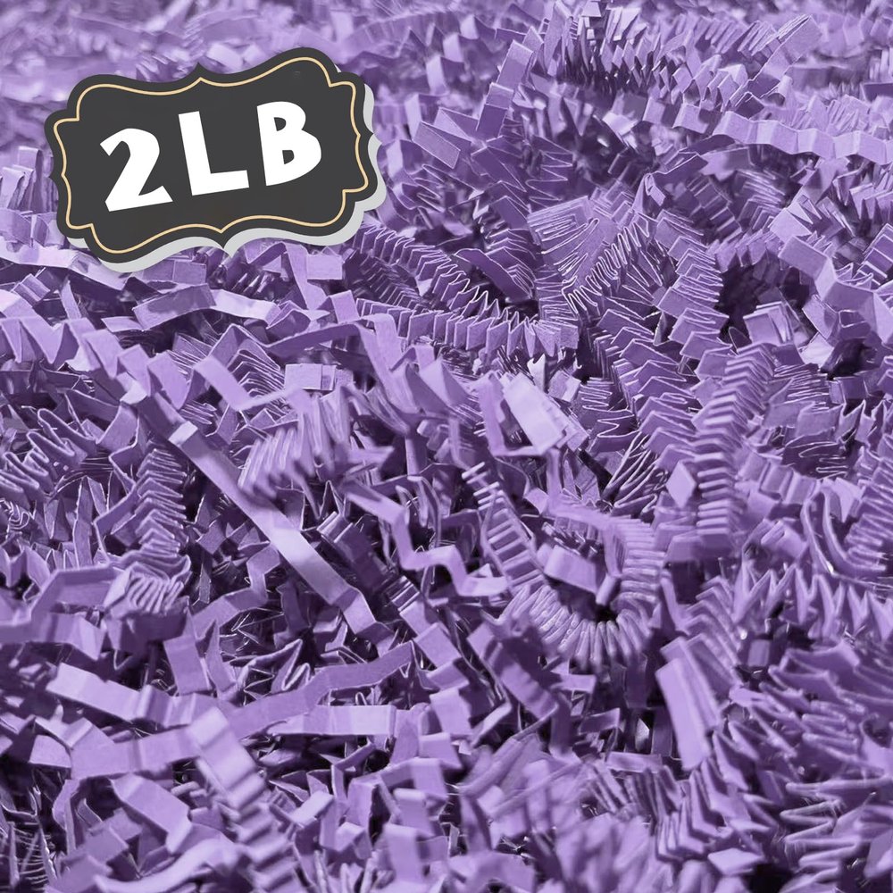 2 LB Light Purple Crinkle Cut Paper Shred Filler Great for Gift Wrapping, Basket Filling, Birthday, Wedding, Halloween, Thanksgiving, Christmas Day, New Year Party Decorations Filling Supplies