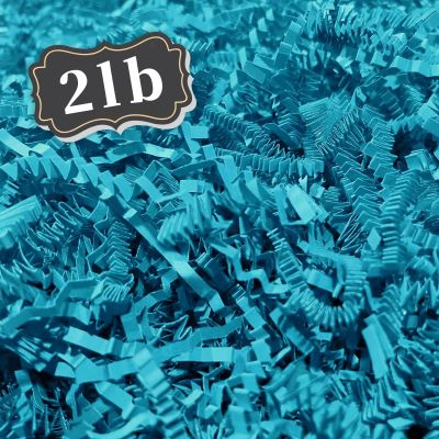 2 LB Lake Blue Crinkle Cut Paper Shred Filler Great for Gift Wrapping, Basket Filling, Birthday, Wedding, Halloween, Thanksgiving, Christmas Day, New Year Party Decorations Filling Supplies