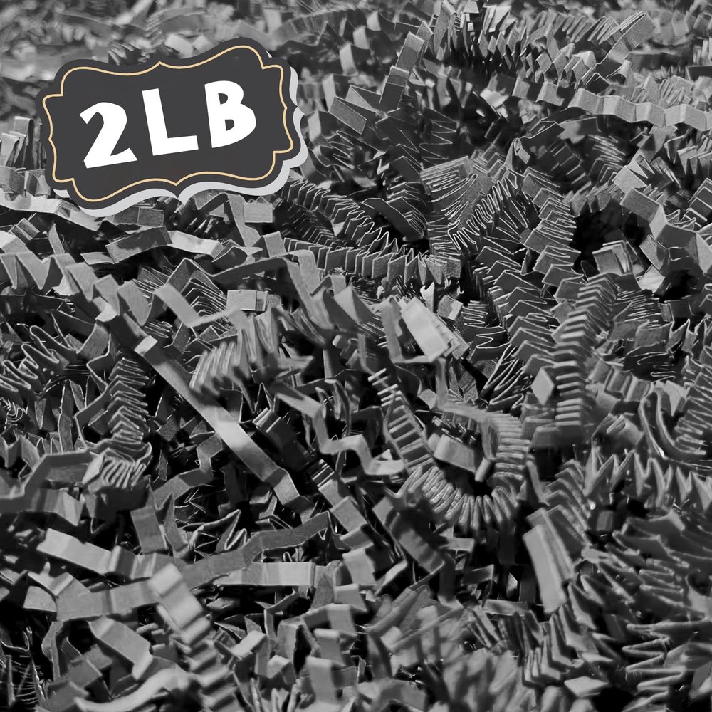 ZEBMOON 2 LB Grey Crinkle Cut Paper Shred Filler Great for Gift Wrapping, Basket Filling, Birthday, Wedding, Halloween, Thanksgiving, Christmas Day, New Year Party Decorations Filling Supplies