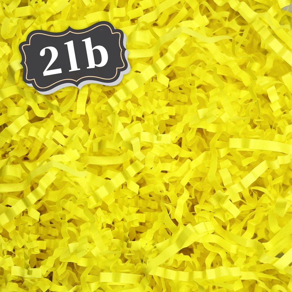 ZEBMOON 2 LB Yellow Crinkle Cut Paper Shred Filler Great for Gift Wrapping, Basket Filling, Birthday, Wedding, Halloween, Thanksgiving, Christmas Day, New Year Party Decorations Filling Supplies