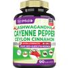 Tenmido Cayenne Pepper Supplements Capsules, 3 Months Supply & Ashwagandha, Ceylon Cinnamon, Grape Seed, Quercetin, Moringa, Ginkgo Biloba - Heart Wellness, Promotes Digestive Health -90 Caps view 1