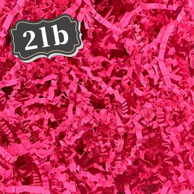 ZEBMOON 2 LB Hot Pink Crinkle Cut Paper Shred Filler Great for Gift Wrapping, Basket Filling, Birthday, Wedding, Valentine's Day, Christmas Day, New Year Party Decorations Filling Supplies