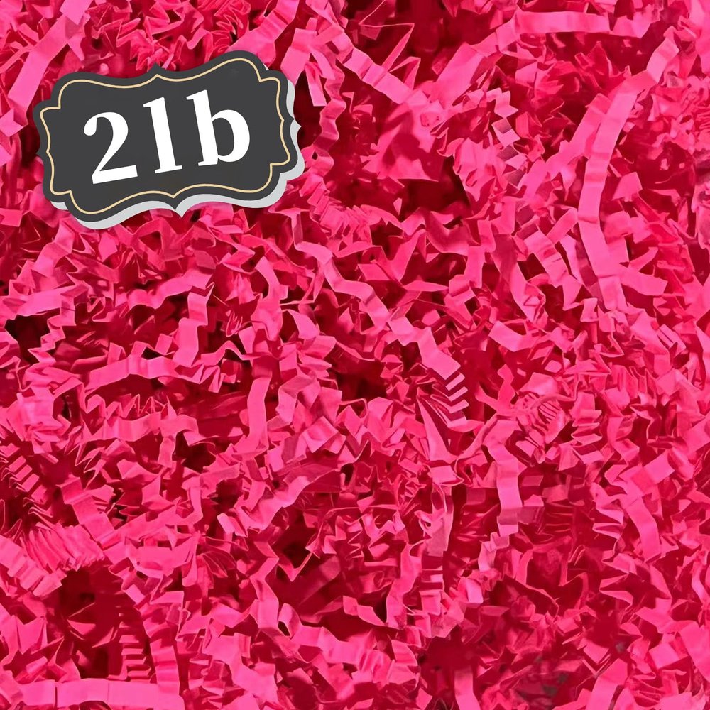 ZEBMOON 2 LB Hot Pink Crinkle Cut Paper Shred Filler Great for Gift Wrapping, Basket Filling, Birthday, Wedding, Valentine's Day, Christmas Day, New Year Party Decorations Filling Supplies