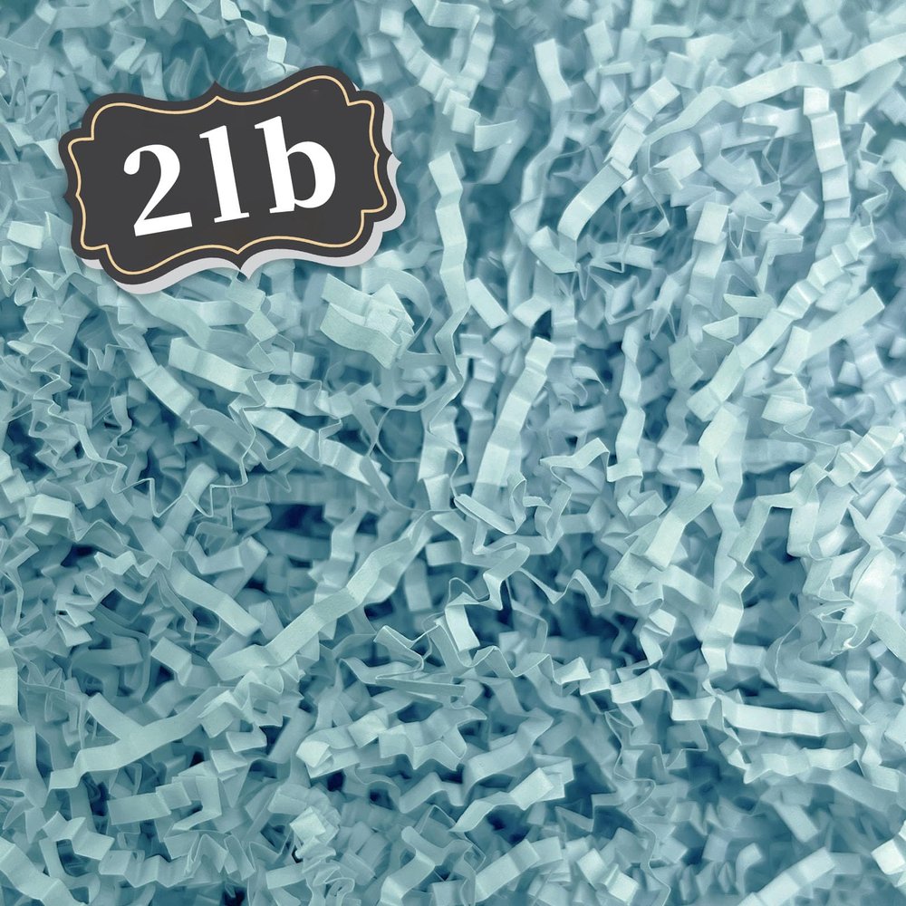 ZEBMOON 2 LB Light Blue Crinkle Cut Paper Shred Filler Great for Gift Wrapping, Basket Filling, Birthday, Wedding, Halloween, Thanksgiving, Christmas Day, New Year Party Decorations Filling Supplies
