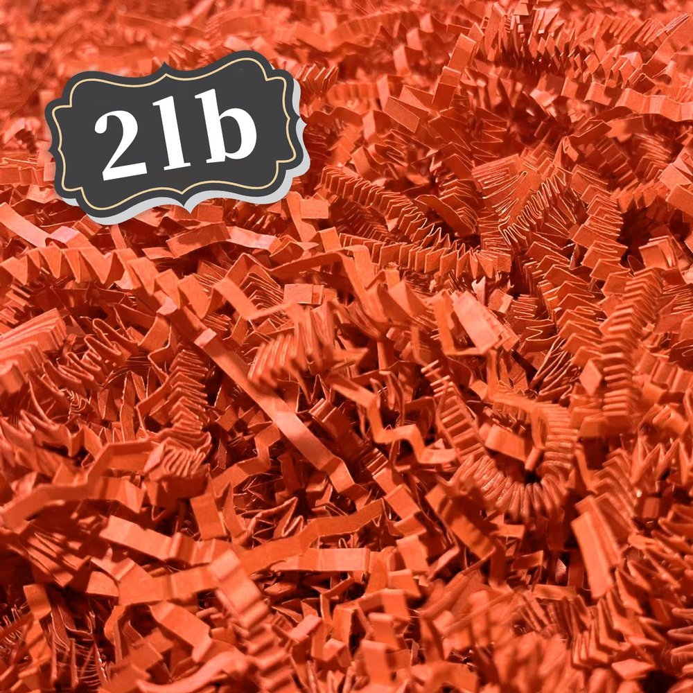 ZEBMOON 2 LB Orange Crinkle Cut Paper Shred Filler Great for Gift Wrapping, Basket Filling, Birthday, Wedding, Halloween, Thanksgiving, Christmas Day, New Year Party Decorations Filling Supplies