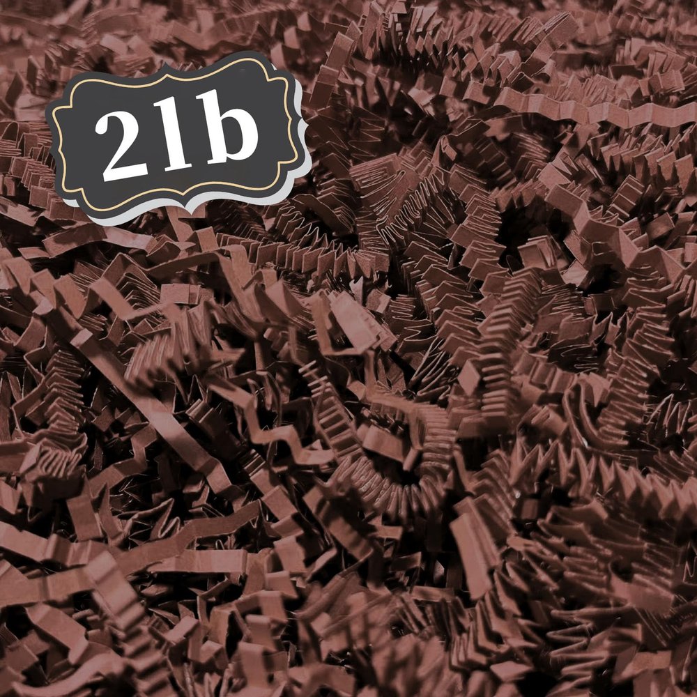 2 LB Brown Crinkle Cut Paper Shred Filler Great for Gift Wrapping, Basket Filling, Birthday, Wedding, Halloween, Thanksgiving, Christmas Day, New Year Party Decorations Filling Supplies A
