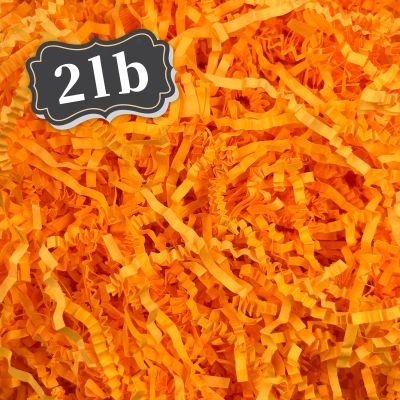 2 LB Fluorescent orange Crinkle Cut Paper Shred Filler Great for Gift Wrapping, Basket Filling, Birthday, Wedding, Halloween, Thanksgiving, Christmas Day, New Year Party Decorations Filling Supplies