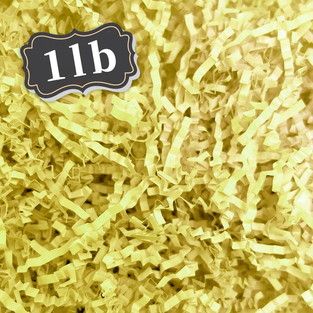 1 LB Light Yellow Crinkle Cut Paper Shred Filler Great for Gift Wrapping, Basket Filling, Birthday, Wedding, Halloween, Thanksgiving, Christmas Day, New Year Party Decorations Filling Supplies