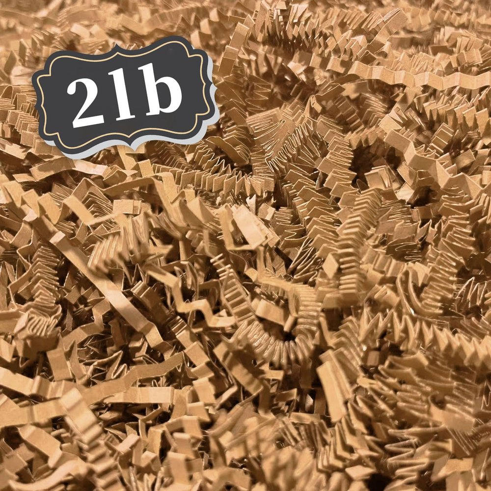 2 LB Brown Crinkle Cut Paper Shred Filler Great for Gift Wrapping, Basket Filling, Birthday, Wedding, Halloween, Thanksgiving, Christmas Day, New Year Party Decorations Filling Supplies