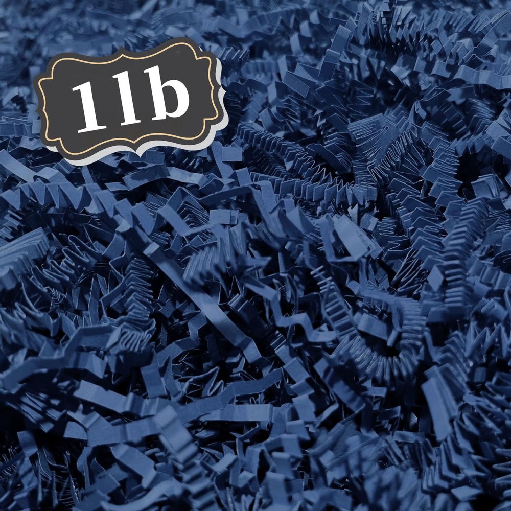 ZEBMOON 1 LB Navy Blue Crinkle Cut Paper Shred Filler Great for Gift Wrapping, Basket Filling, Birthday, Wedding, Halloween, Thanksgiving, Christmas Day, New Year Party Decorations Filling Supplies