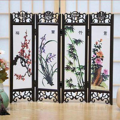 20cm Plum Orchid Bamboo Chrysanthemum Small Screen Home Crafts Desktop Decoration