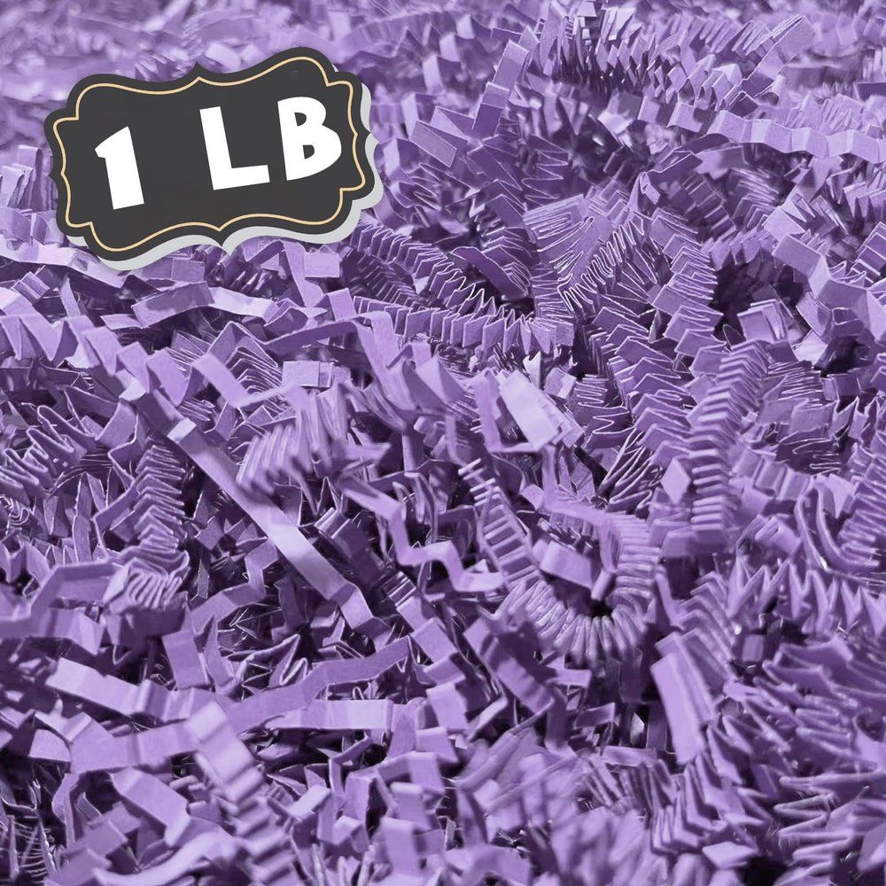 1 LB Light Purple Crinkle Cut Paper Shred Filler Great for Gift Wrapping, Basket Filling, Birthday, Wedding, Halloween, Thanksgiving, Christmas Day, New Year Party Decorations Filling Supplies