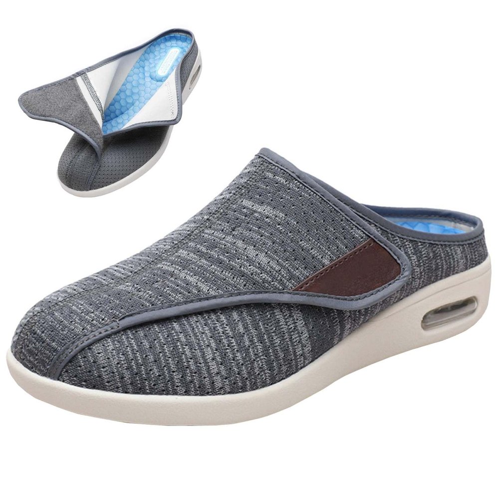 Diabetic Shoes Width Shoe for Elderly Women,Adjustable Lightweight Non-Slip Orthopedic Walking Slippers for Elderly Hammertoe Arthritis Swollen Feet Men 8/Women 9