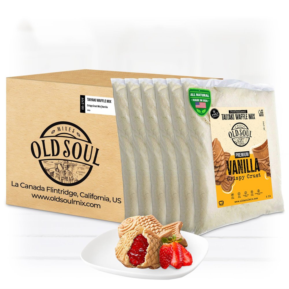 OldSoul Professional Taiyaki Waffle Mix | Crispy | Vanilla Flavor | 30 Lbs | 504 waffles (30 Lbs, Traditional)