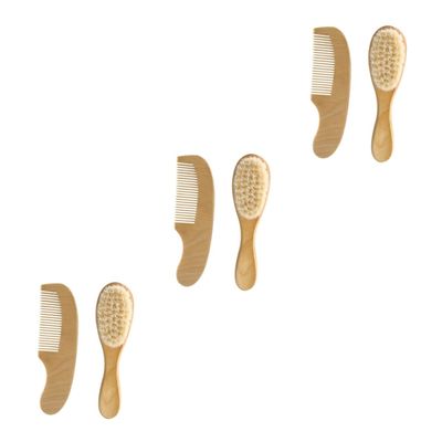 ibasenice 3sets Hair Brush Natural Wooden Comb Wool Brush for Newborns for Gentle Scalp Massage Shower Lightweight Easy to Use