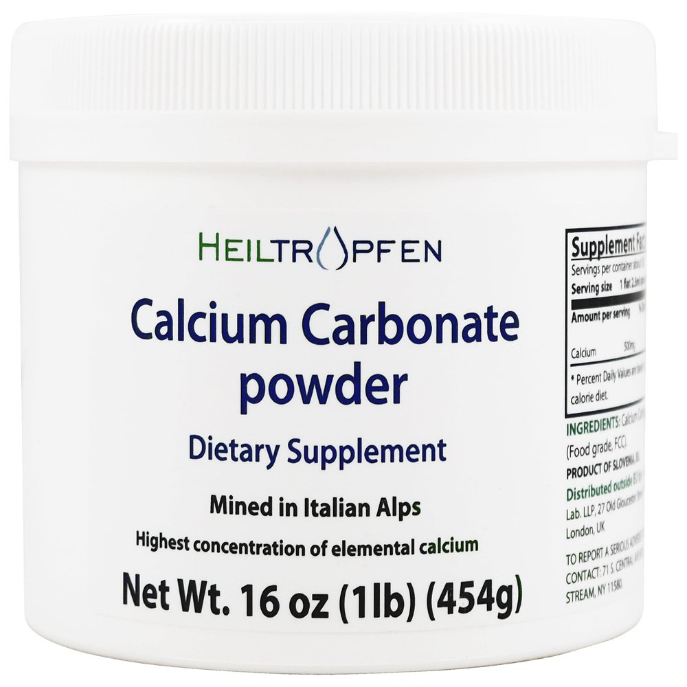Calcium Carbonate Powder | 1 Pound - 454 g | Dietary Supplement | Highest Purity Limestone | CaCO3 | Heiltropfen