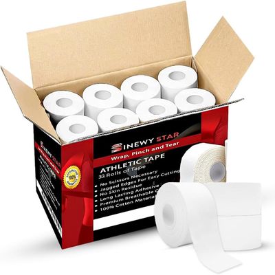 32-Pack Athletic Tape Bulk, 960 Feet Bulk Sports Tape, Strong Adhesive White Tape, Protect and Prevent Injuries, Promotes Faster Healing, Athletic Training First Aid Supplies