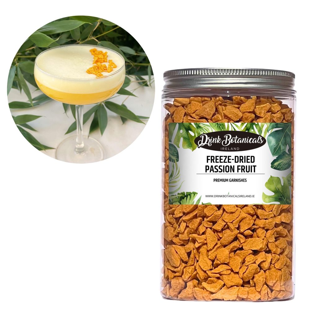 Drink Botanicals Ireland | Freeze Dried Passion Fruit Crumble | 100% Natural | 40+ Servings | Gluten-Free, Vegan | Passion Fruit for Cocktails, Baking, Garnishing, Smoothies | 70g / 2.47 oz | PET Jar