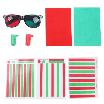 Amblyopia Training Reading Aids, Guided Reading Strips, Enhanced Vision 5 Sheet Red Green Myopia Training Cards Professional with Glasses for Eye Exercise