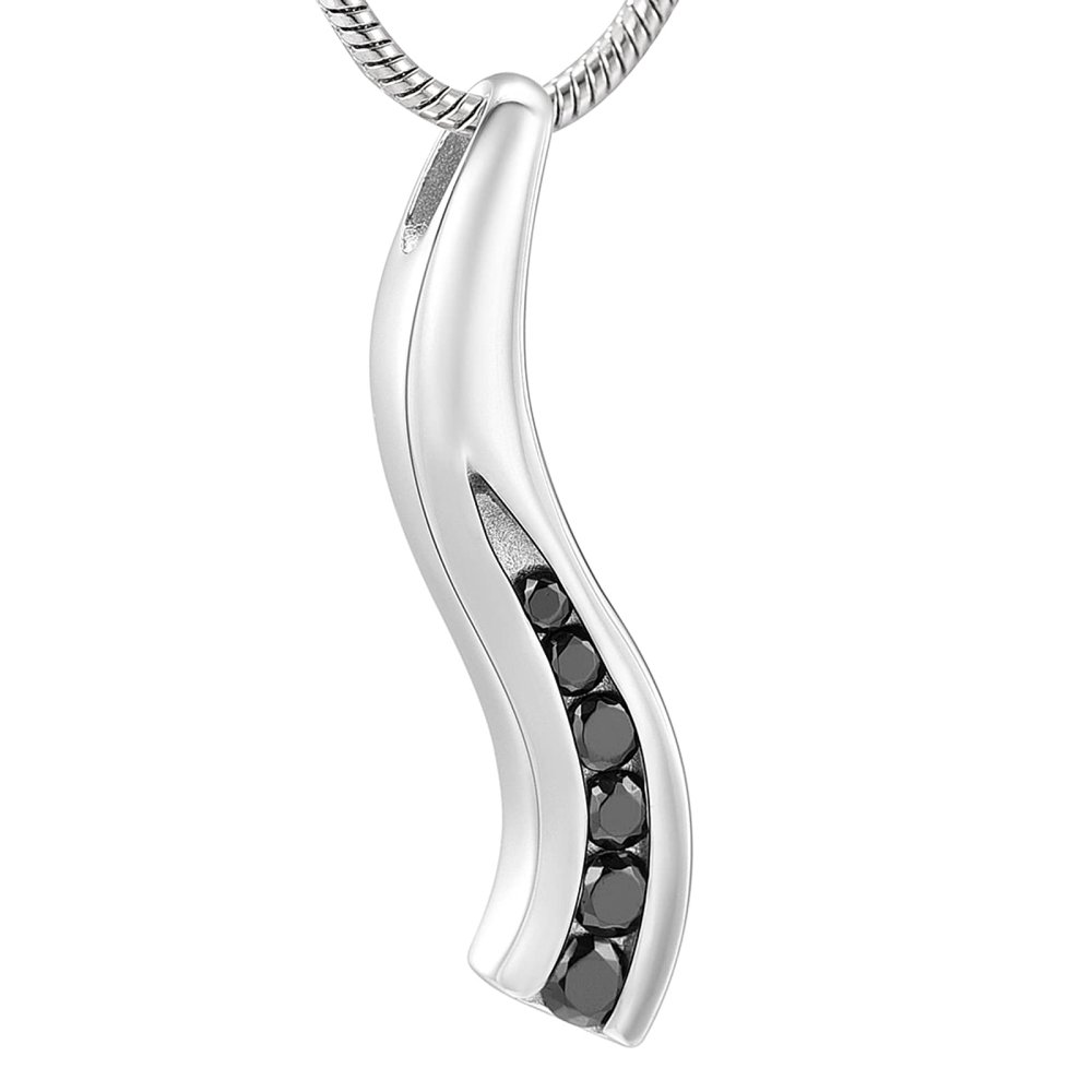 BIAIHQIE Stainless Steel Urn For Ashes Strip With Crystal Necklace Women Pendant Cremation Jewelry Memorial Jewelry,3