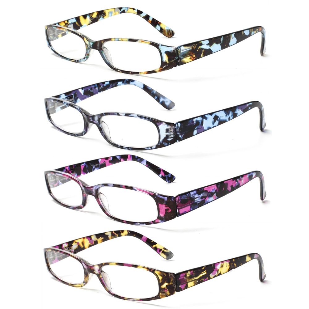 Kerecsen Women's Reading Glasses 4 Pairs Ladies Fashion Spring Hinge Readers (Colourful-3, 3.50)