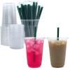 Aatriet [50 Sets] 32 oz Clear Plastic Cups with Lids and STRAWS, Disposable Party Cups for To Go Iced Coffee Cold Drinks, Smoothie, Juice, Parfait, Frappuccino, Milkshake. No Leaking Fruit Cup view 1