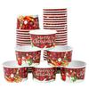 50 PCS Christmas Snack Bowls Christmas Paper Ice Cream Cups 9 oz Disposable Treat Dessert Bowls Red and Black Plaid Snack Paper Cups for Holiday Treat Dessert Cakes Candy Party Supplies view 1