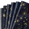 12 Sheet Galaxy Wrapping Paper Black Night Sky Gift Wrap Bulk Moon Star Decorative Craft Art Paper for Birthday Wedding DIY Wrapping Supplies, 19.7 x 27.6 inch view 1