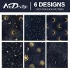 12 Sheet Galaxy Wrapping Paper Black Night Sky Gift Wrap Bulk Moon Star Decorative Craft Art Paper for Birthday Wedding DIY Wrapping Supplies, 19.7 x 27.6 inch view 3