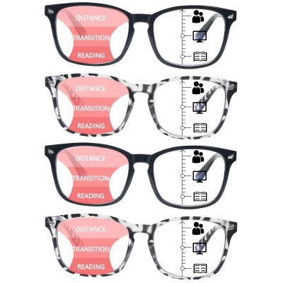 SIGVAN 4 Pack Progressive Multifocus Reading Glasses for Women Men Blue Light Blocking Spring Hinge Computer Readers (4 Mix, 1.5)