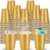 cssopenss 120 pcs Gold plastic cups 16 oz Carnival plastic Disposable Cups gold Party Cups for drinking Tastings served Snacks Barbecues Picnics view 1
