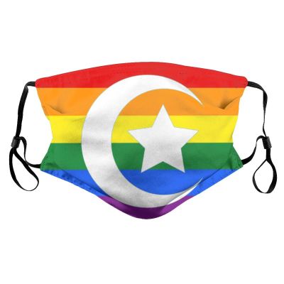 Resist United Muslim LGBTQ Pride Flag Face Mask Adult Reusable Dust Masks Outdoor Black