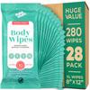 Body Wipes - (28 Packs) - 280 XL Bath Wipes for Adults No Rinse, Adult Wipe for Elderly - Body & Face Gentle Skin Cleansing, Shower Wipe Bathing for Travel, Elderly, Car, Gym, Camping (8x12 Inch) view 1
