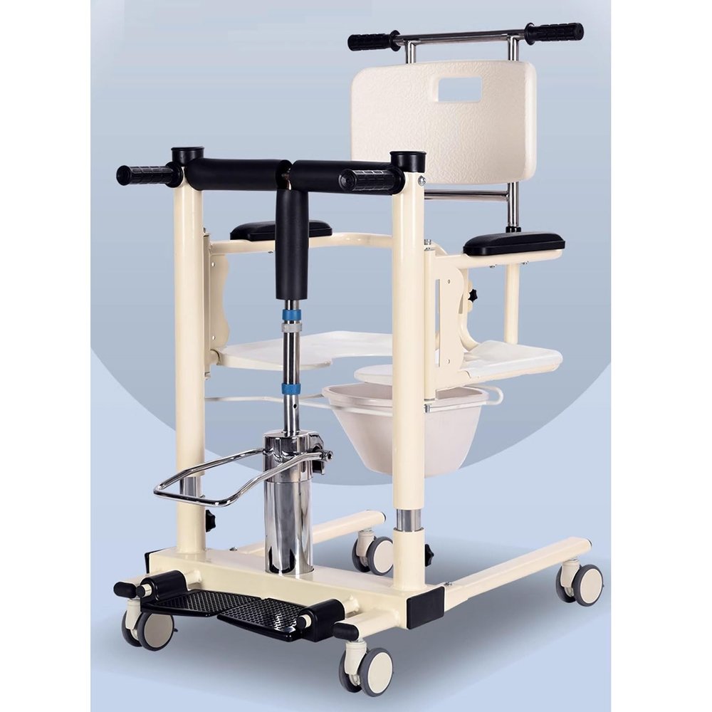 AoForce Patient Lift Transfer Chair, Transfer Chairs for Elderly, with 180 Split Seat & Potty, for Disabled and Elderly, Full Body Waterproof Bedside Commode Chair (Size : Pedal Hydraulic Lift-A)