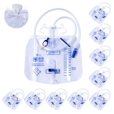 10 Packs Urinary Drainage Bag with Anti-Reflux Chamber, Adult Urine Bag with 2000 mL Volume, Professional Urinary Bag for Home and Hospitals Health Aids