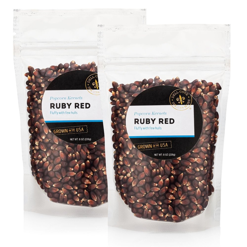 Ruby Red Popcorn Kernels - Best Gourmet Popcorn for Home Movie Nights & Popcorn Machines - Dell Cove Spices, One Pound