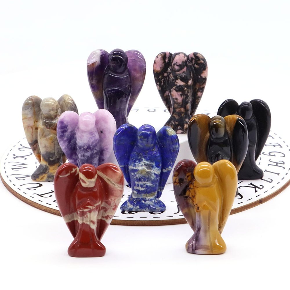 5pcs Natural Crystal Guardian Figurine Amethyst Rose Quartz Stone Craft Gift Home Decor Ornaments