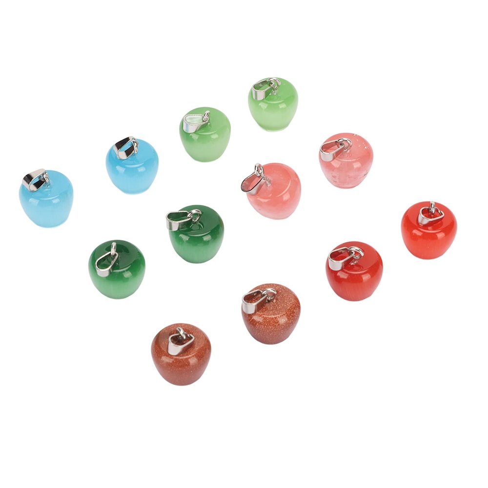 12Pcs Fruit sty1e Crystal Stone Pendants, 6 Colors Glossy Healing Stones for Personally Constructed Jewelry Craft
