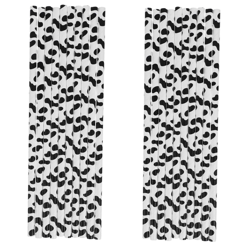 60pcs Cow Theme Disposable Straws Biodegradable Straws for Showers Birthdays and Farm Parties Smooth Design Safe for Drinking Party Decoration