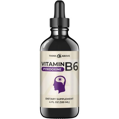 Think Above Liquid B6 Pyridoxine Supplement, Vitamin B-6 (as Pyridoxine Hydrochloride), Glass Bottle 4 oz 120 ml