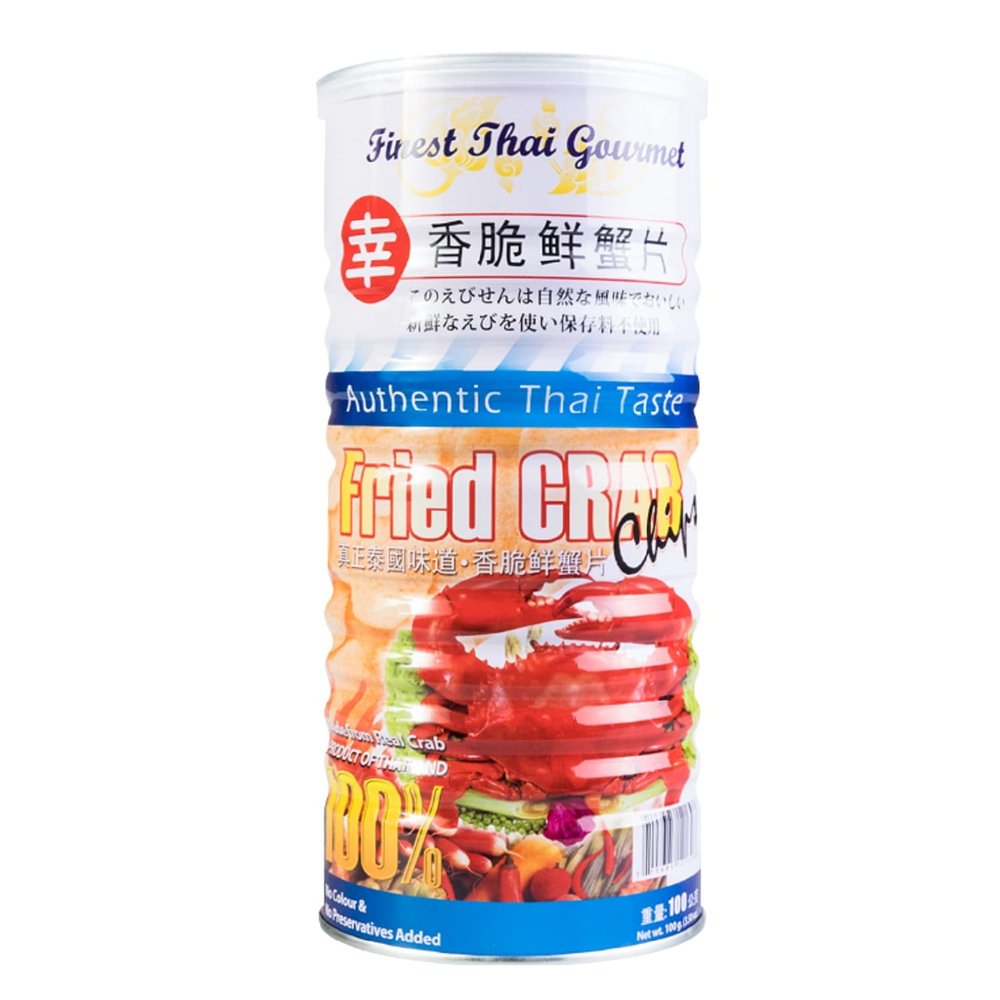 1 Pack - Crab Thai Gourmet Fried Chips - Banh Phong Vi Cua - 100 g per Can - Product of Thailand
