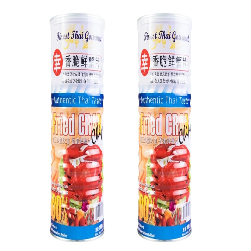2 Packs - Crab Thai Gourmet Fried Chips - Banh Phong Vi Cua - 100 g per Can with 2 Cans per Order - Product of Thailand
